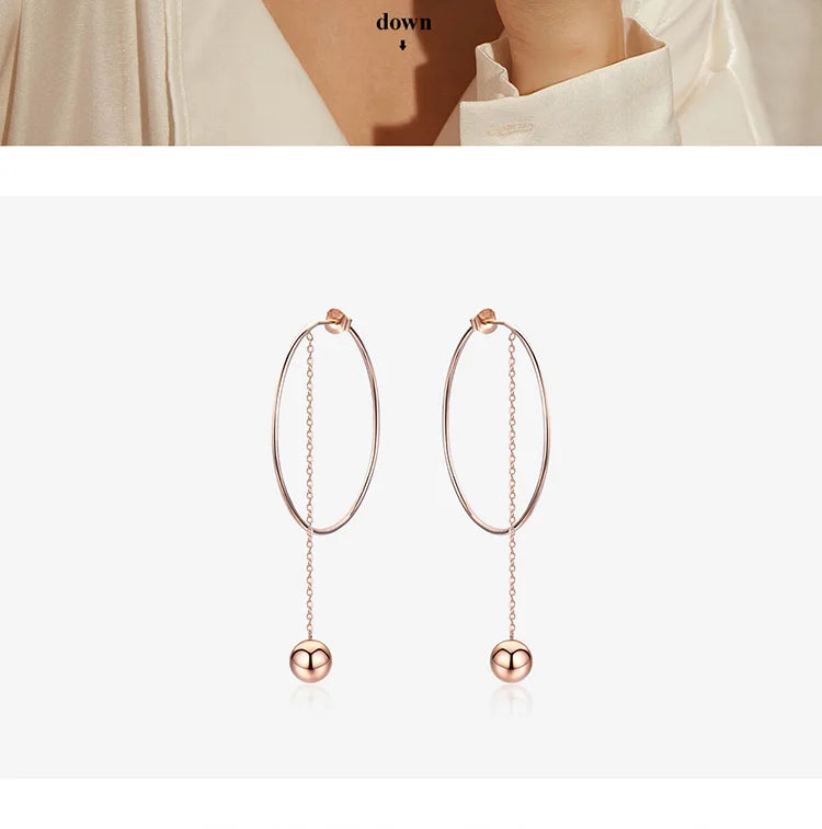 Big Circle Round Long Chain Drop Earrings